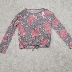 Justice Pink & Gray Floral Top. Size 10. NWT